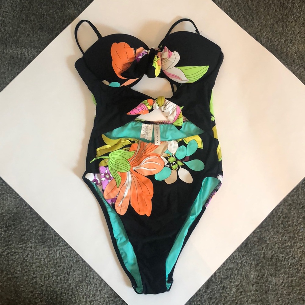 Trina Turk One Piece floral black print small